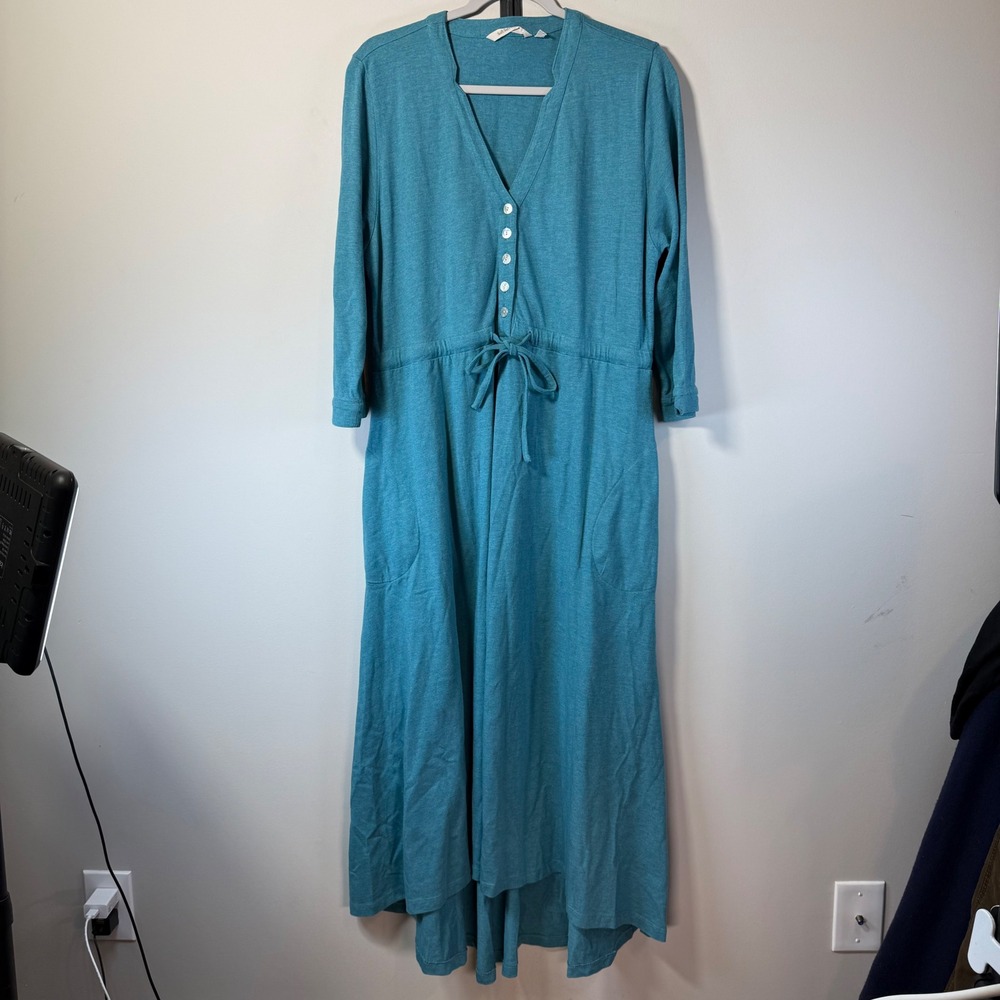 Soft Surroundings Teal Maxi Dress with Button Front